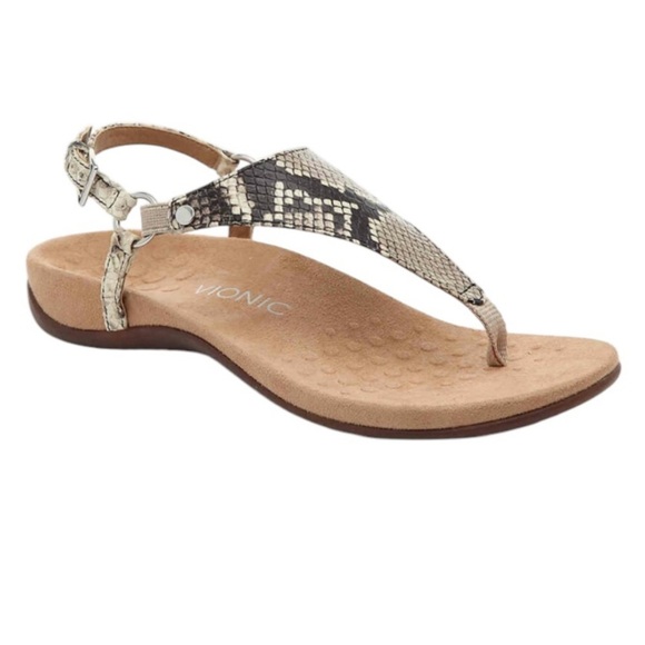Vionic Shoes - Vionic Kirra Snakeskin Print T Strap Back Strap Sandals